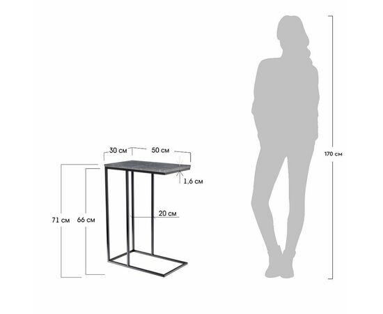 Придиванный столик Loft 50x30см, белый мрамор с белыми ножками, изображение 7 | Интернет магазин мебели и декора LifeDekor