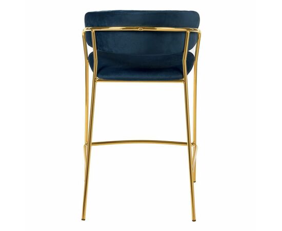 Стул полубарный Turin синий с золотыми ножками, изображение 4 | Интернет магазин мебели и декора LifeDekor