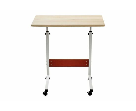 Стол многофункциональный на колесах, 60x40 см, «РОЛЛ», 2 ножки, регул.высота, мдф, металл, св. дерево, белый, изображение 2 | Интернет магазин мебели и декора LifeDekor