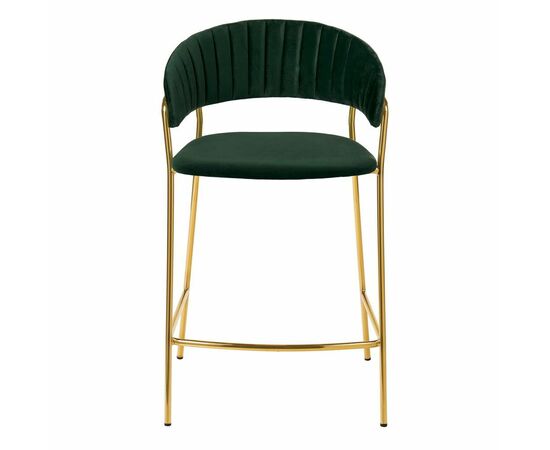 Стул полубарный Turin зеленый с золотыми ножками, изображение 2 | Интернет магазин мебели и декора LifeDekor