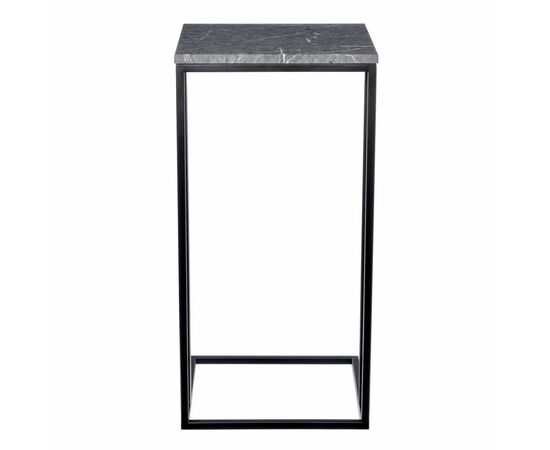 Придиванный столик Loft 35x35см, серый мрамор, чёрные ножки, изображение 4 | Интернет магазин мебели и декора LifeDekor