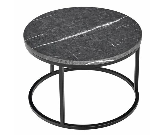 Набор кофейных столиков Tango серый мрамор с чёрными ножками, 2шт, изображение 6 | Интернет магазин мебели и декора LifeDekor