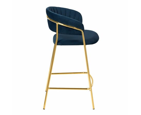 Стул полубарный Turin синий с золотыми ножками, изображение 3 | Интернет магазин мебели и декора LifeDekor