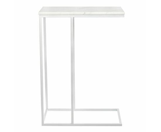 Придиванный столик Loft 50x30см, белый мрамор с белыми ножками, изображение 3 | Интернет магазин мебели и декора LifeDekor