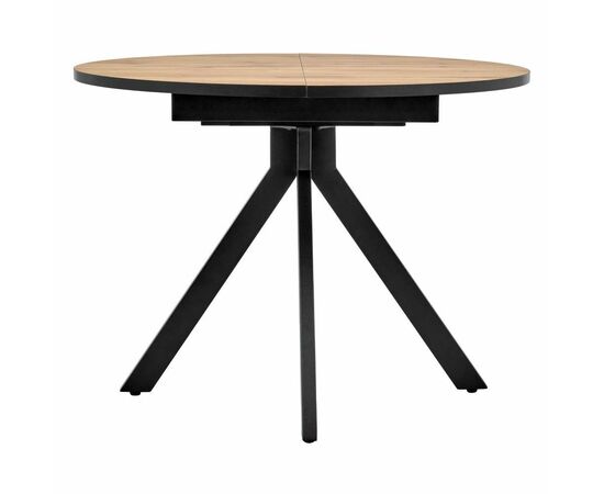 Стол Rudolf круглый раскладной 100-130x100x75см, Дуб Вотан, чёрный, изображение 4 | Интернет магазин мебели и декора LifeDekor