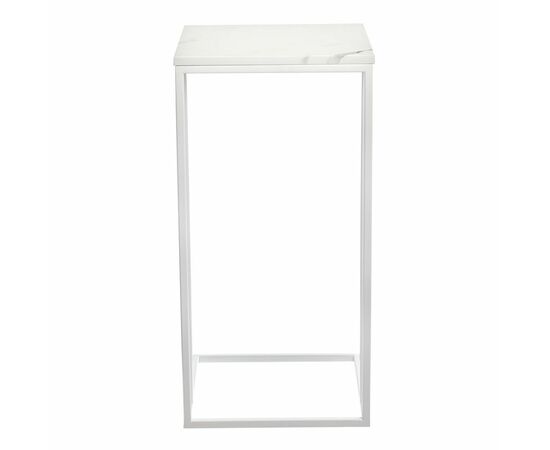 Придиванный столик Loft 35x35см, белый мрамор с белыми ножками, изображение 4 | Интернет магазин мебели и декора LifeDekor