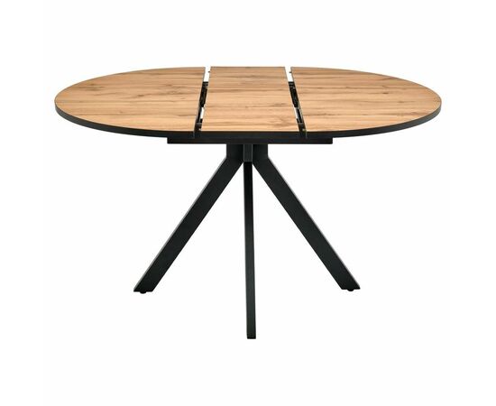 Стол Rudolf круглый раскладной 100-130x100x75см, Дуб Вотан, чёрный, изображение 6 | Интернет магазин мебели и декора LifeDekor