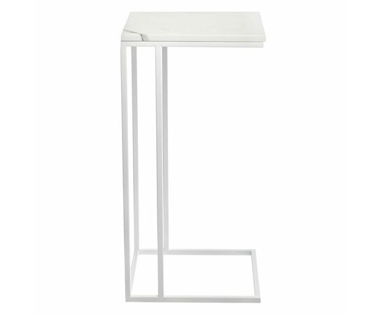 Придиванный столик Loft 35x35см, белый мрамор с белыми ножками, изображение 3 | Интернет магазин мебели и декора LifeDekor