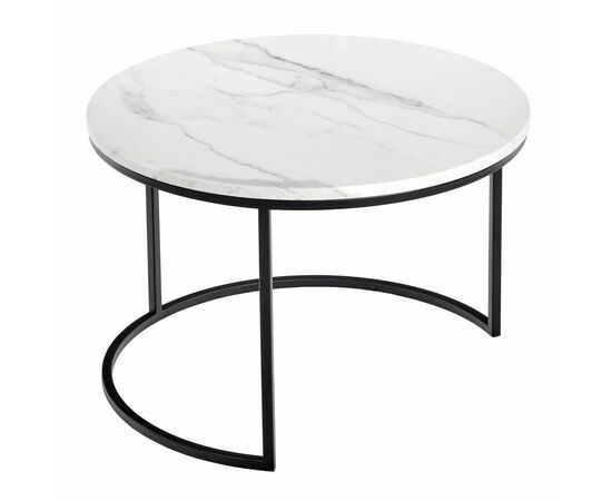 Набор кофейных столиков Tango белый мрамор с чёрными ножками, 2шт, изображение 4 | Интернет магазин мебели и декора LifeDekor
