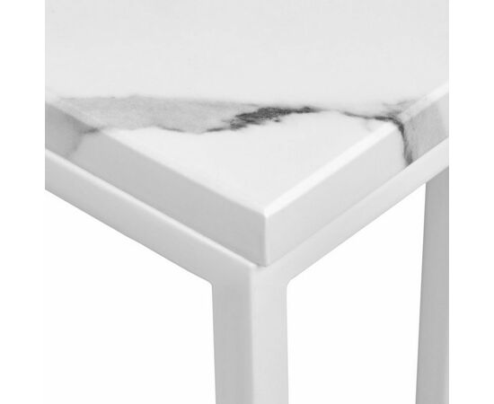 Придиванный столик Loft 35x35см, белый мрамор с белыми ножками, изображение 5 | Интернет магазин мебели и декора LifeDekor