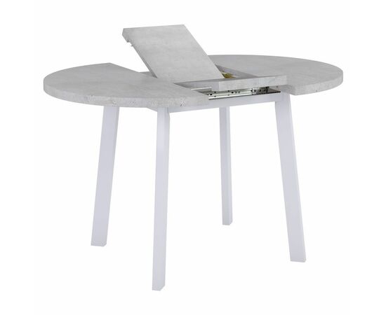 Стол Next круглый раскладной 100-130x100x76,5см, Бетон Лайт, белый, изображение 2 | Интернет магазин мебели и декора LifeDekor