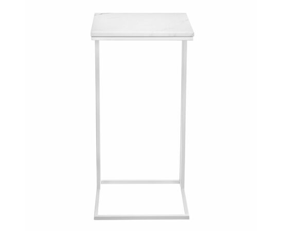 Придиванный столик Loft 35x35см, белый мрамор с белыми ножками, изображение 2 | Интернет магазин мебели и декора LifeDekor
