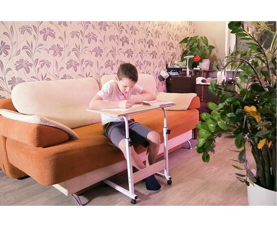 Стол многофункциональный на колесах, 60x40 см, «РОЛЛ», 2 ножки, регул.высота, мдф, металл, св. дерево, белый, изображение 11 | Интернет магазин мебели и декора LifeDekor