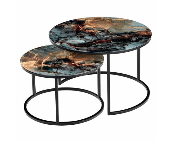 Набор кофейных столиков Tango космический с чёрными ножками, 2шт, изображение 5 | Интернет магазин мебели и декора LifeDekor