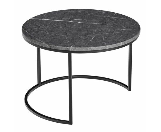Набор кофейных столиков Tango серый мрамор с чёрными ножками, 2шт, изображение 4 | Интернет магазин мебели и декора LifeDekor