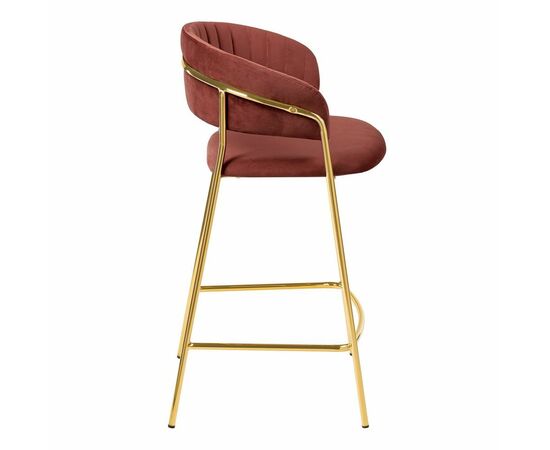 Стул полубарный Turin терракотовый, золотые ножки, изображение 3 | Интернет магазин мебели и декора LifeDekor