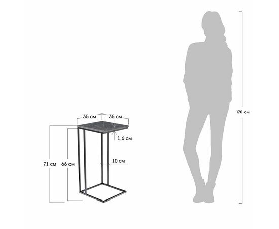 Придиванный столик Loft 35x35см, белый мрамор с белыми ножками, изображение 7 | Интернет магазин мебели и декора LifeDekor