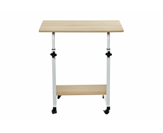 Стол многофункциональный на колесах, 60x40 см, «РОЛЛ», 2 ножки, регул.высота, мдф, металл, св. дерево, белый, изображение 3 | Интернет магазин мебели и декора LifeDekor