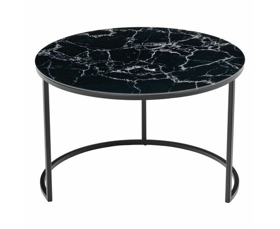 Набор кофейных столиков Tango чёрный мрамор с чёрными ножками, 2шт, изображение 4 | Интернет магазин мебели и декора LifeDekor