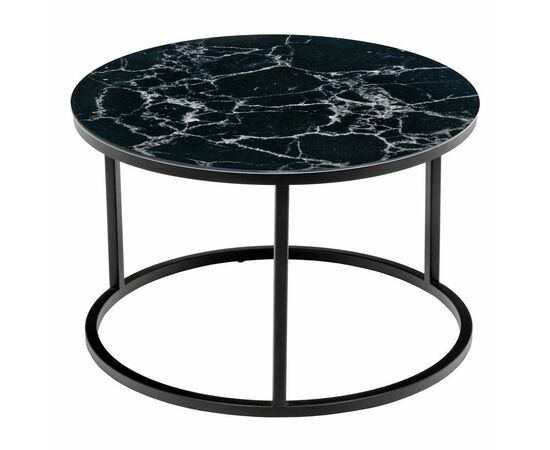 Набор кофейных столиков Tango чёрный мрамор с чёрными ножками, 2шт, изображение 6 | Интернет магазин мебели и декора LifeDekor