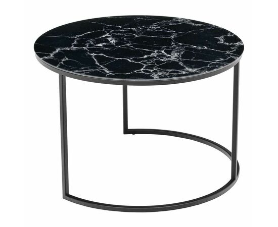 Набор кофейных столиков Tango чёрный мрамор с чёрными ножками, 2шт, изображение 5 | Интернет магазин мебели и декора LifeDekor