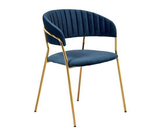 Стул Turin синий с золотыми ножками | Интернет магазин мебели и декора LifeDekor
