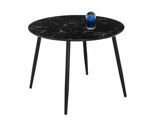 Стол Кловис вставка стекло черный мрамор / черный | Интернет магазин мебели и декора LifeDekor