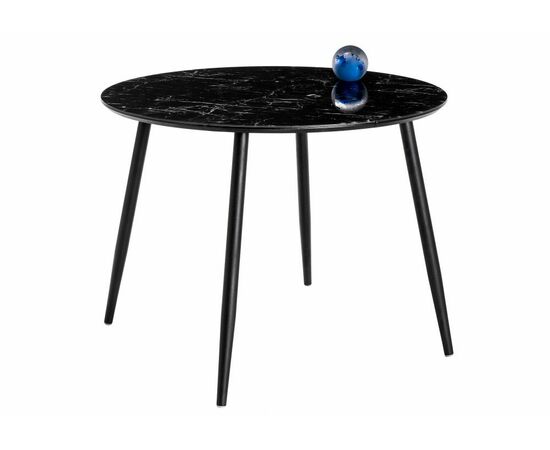 Стол Кловис вставка стекло черный мрамор / черный, изображение 2 | Интернет магазин мебели и декора LifeDekor