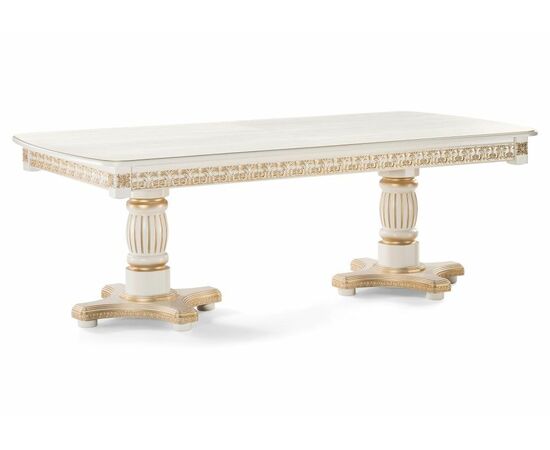 Стол деревянный Морнит молочный / золото | Интернет магазин мебели и декора LifeDekor