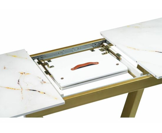 Стол стеклянный Бугун белый / золото, изображение 7 | Интернет магазин мебели и декора LifeDekor