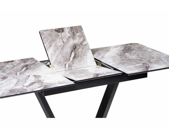 Стол стеклянный Бугун мрамор серый / черный, изображение 6 | Интернет магазин мебели и декора LifeDekor