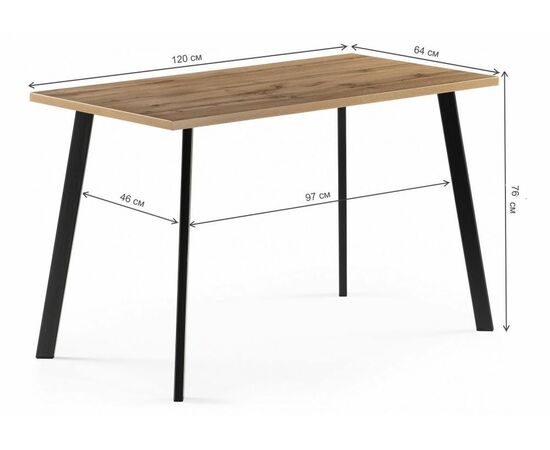 Стол деревянный Стол Тринити Лофт 120 25 мм дуб вотан / матовый черный, изображение 2 | Интернет магазин мебели и декора LifeDekor