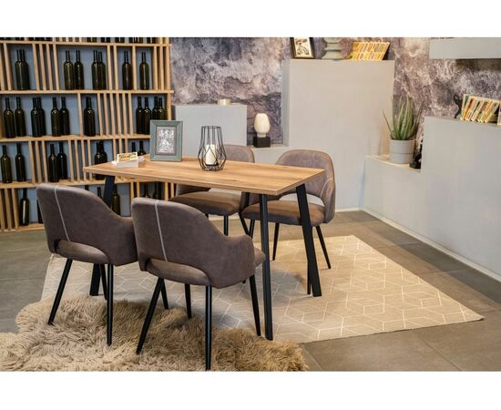 Стол деревянный Стол Тринити Лофт 120 25 мм дуб вотан / матовый черный, изображение 8 | Интернет магазин мебели и декора LifeDekor