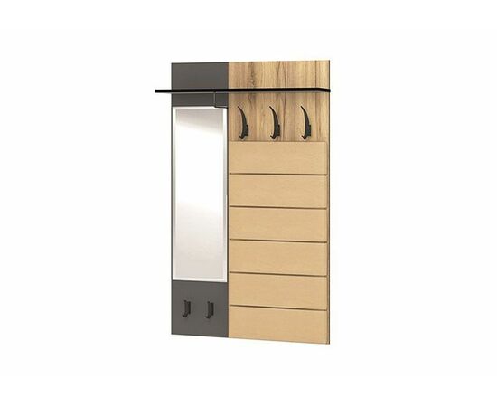 Прихожая Ольга-лофт 6 Вешало настенное с зеркалом, Дуб крафт золотой/Темно-серый | Интернет магазин мебели и декора LifeDekor