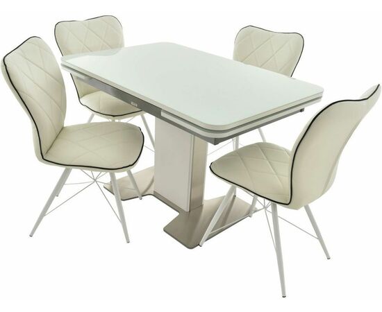 Стол «Тайбэй» стекло OPTI белое, каркас белый, изображение 8 | Интернет магазин мебели и декора LifeDekor