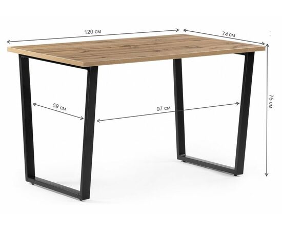 Стол деревянный Лота Лофт 120 25 мм дуб вотан / матовый черный, изображение 2 | Интернет магазин мебели и декора LifeDekor