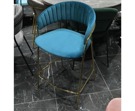 Стул полубарный Turin бирюзовый с золотыми ножками, Цвет: Бирюзовый, изображение 8 | Интернет магазин мебели и декора LifeDekor