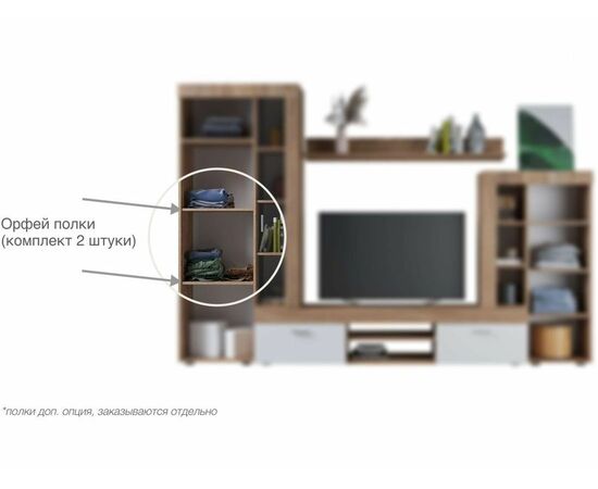 Стенка «Орфей», Дуб сонома/белый, изображение 9 | Интернет магазин мебели и декора LifeDekor