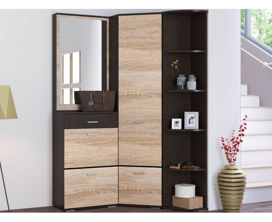 Прихожая «Виола» угловая М, Венге/дуб сонома, изображение 2 | Интернет магазин мебели и декора LifeDekor