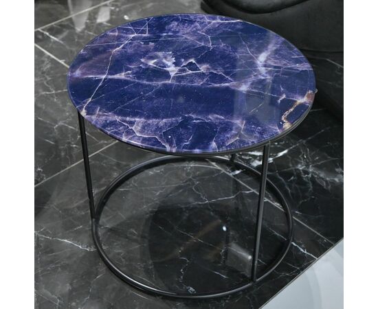 Набор кофейных столиков Tango темно-синий с чёрными ножками, 2шт, изображение 7 | Интернет магазин мебели и декора LifeDekor