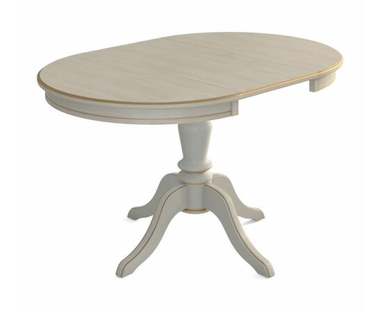 Стол обеденный круглый раздвижной Эгина-2 (Эмаль 11/патина золото/шпон дуб) Тип 2, изображение 2 | Интернет магазин мебели и декора LifeDekor