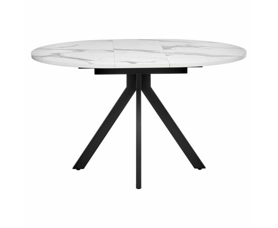 Стол Rudolf круглый раскладной 100-130x100x75см, белый мрамор, чёрный, изображение 8 | Интернет магазин мебели и декора LifeDekor
