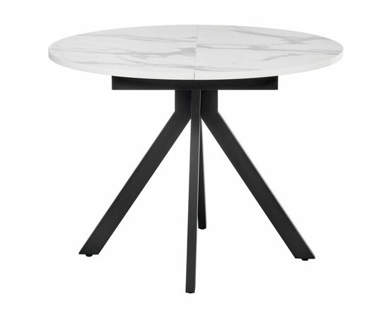 Стол Rudolf круглый раскладной 100-130x100x75см, белый мрамор, чёрный, изображение 2 | Интернет магазин мебели и декора LifeDekor