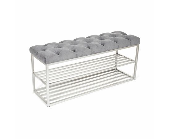 Обувница SHADO ТК36 черная с серой обивкой, Цвет обивки: серый, Цвет каркаса: Серебро | Интернет магазин мебели и декора LifeDekor