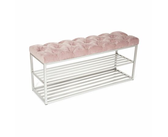 Обувница SHADO ТК36 черная с обивкой пыльная роза, Цвет обивки: Пыльная роза, Цвет каркаса: Серебро | Интернет магазин мебели и декора LifeDekor