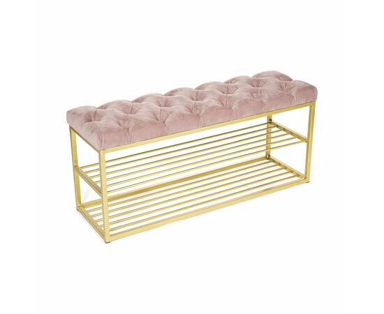 Обувница SHADO ТК36 черная с обивкой пыльная роза, Цвет обивки: Пыльная роза, Цвет каркаса: Золотой | Интернет магазин мебели и декора LifeDekor