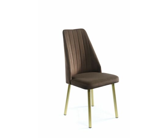 Кухонный стул SHADO Мокка Стандарт № 3 ткань кабрио №08, Цвет обивки: коричневый, Цвет каркаса: Золотой | Интернет магазин мебели и декора LifeDekor