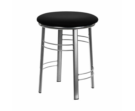 Табурет для кухни Shado 03 №5 Хром 3001, Цвет обивки: Черный, Цвет каркаса: серый | Интернет магазин мебели и декора LifeDekor