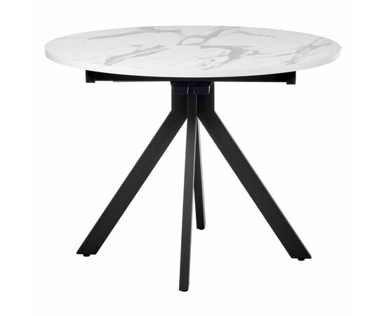 Стол Rudolf круглый раскладной 100-130x100x75см, белый мрамор, чёрный, изображение 4 | Интернет магазин мебели и декора LifeDekor