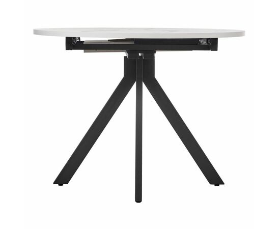 Стол Rudolf круглый раскладной 100-130x100x75см, белый мрамор, чёрный, изображение 5 | Интернет магазин мебели и декора LifeDekor